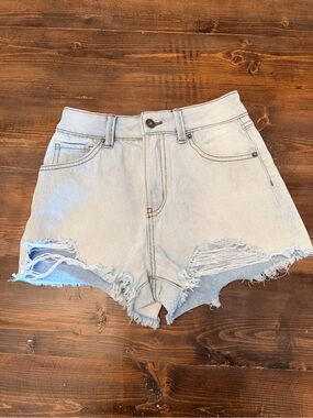 Rewash Super High Rise Distressed Denim Shorts Size 0 Light Wash